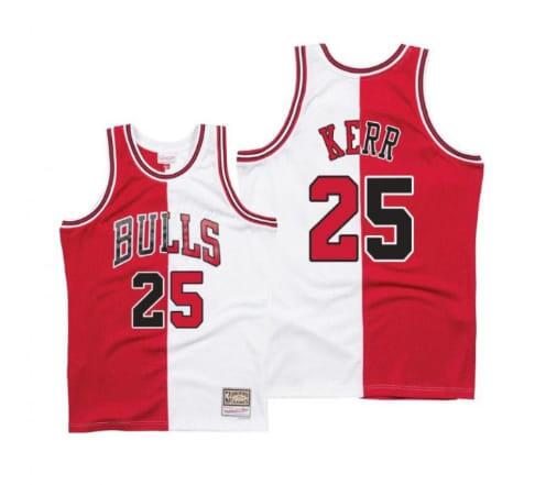 Men's Chicago Bulls #25 Steve Kerr White/Red Throwback Stitched Jersey